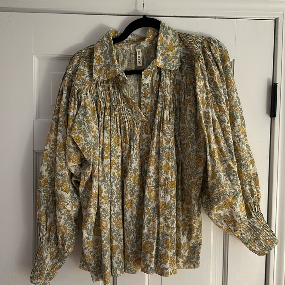 Mirth Button Down Top With Pintucking - image 1